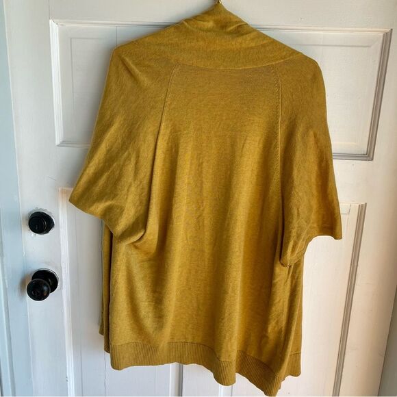 New Eileen Fisher, mustard, yellow open front short sleeve shawl cardigan - Picture 2 of 4